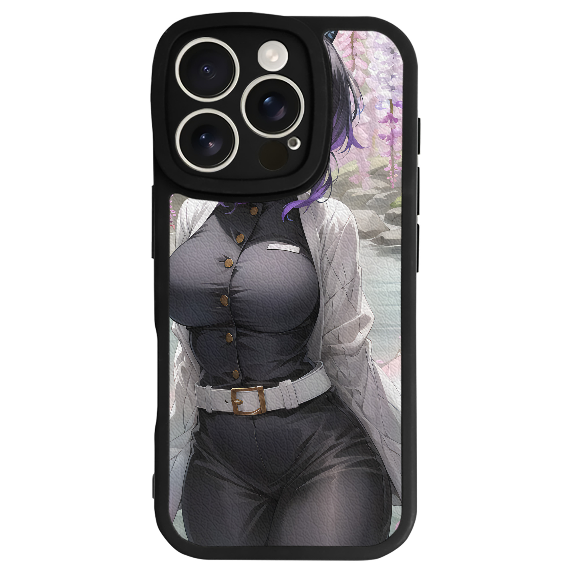 （画像用） 鬼滅の刃（きめつのやいば）蟲柱-胡蝶 しのぶ／こちょう しのぶ Kochou Shinobu 【iPhone 16シリーズ対応】シリコンスマホケース（レザー調） 材質：シリコン